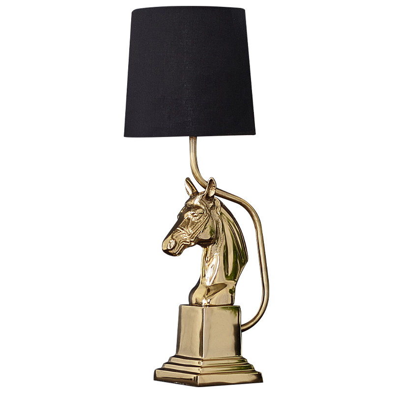 Настольная лампа с абажуром Lampshade Horse Sculpture Gold Черный Глянцевое золото в Самаре | Loft Concept 