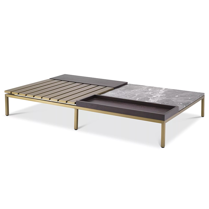 Кофейный стол Eichholtz Coffee Table Forma Латунь Серый Коричневый в Самаре | Loft Concept 