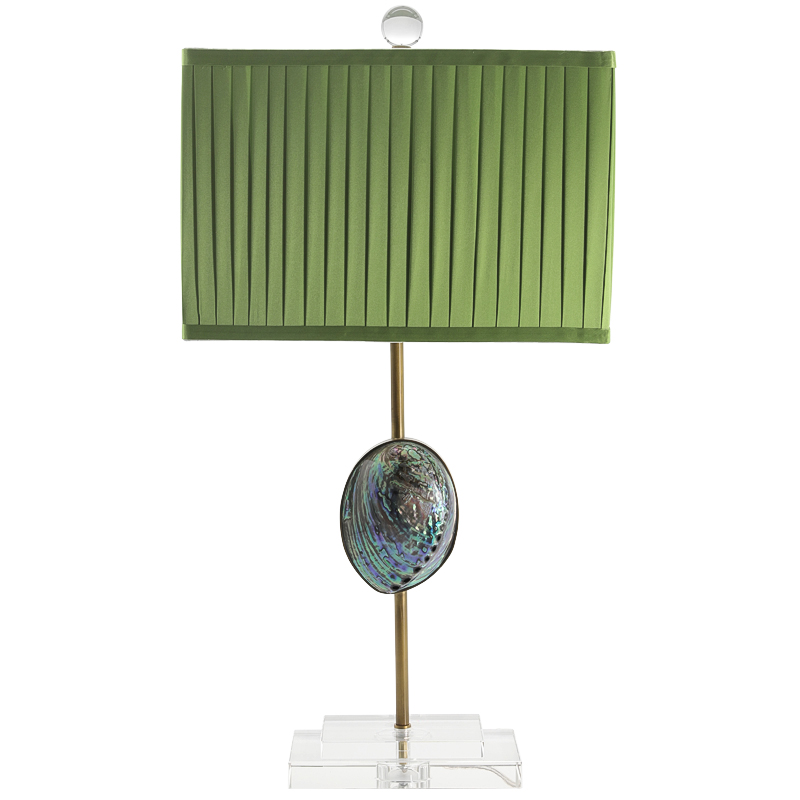 Настольная лампа с абажуром Green Semiprecious Stone Table Lamp Зеленый Прозрачное Стекло Латунь Перламутровый в Самаре | Loft Concept 