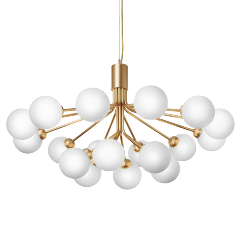 Люстра Berries Chandelier White Balloons Gold 18 Золотой Белое матовое стекло в Самаре | Loft Concept 