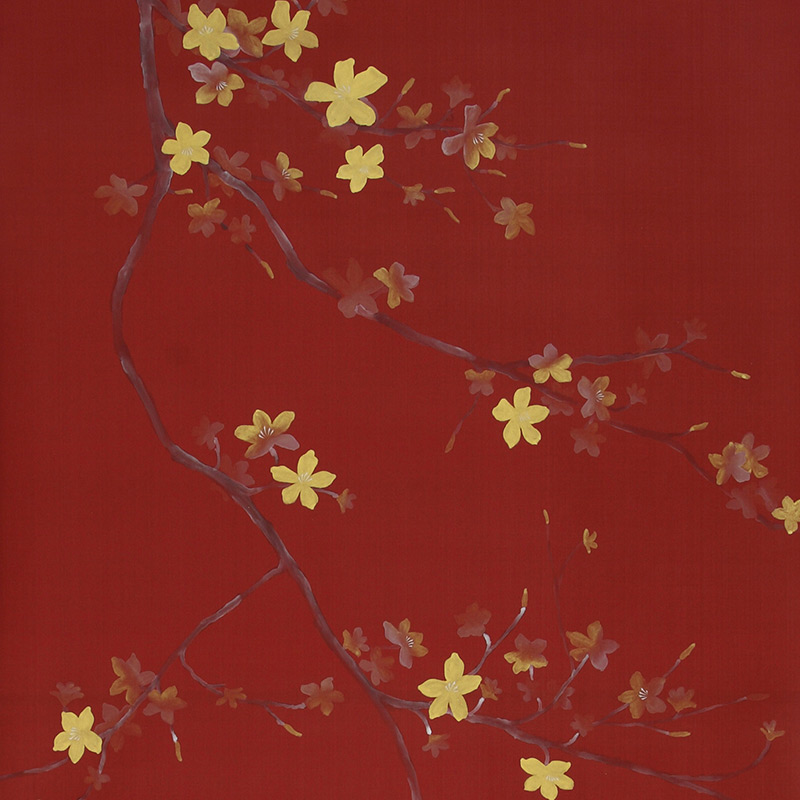 Обои ручная роспись Cherry Tree Special Colourway on Scarlet Lady dyed silk Обои ручная роспись Cherry Tree Special Colourway on Scarlet Lady dyed silk в Самаре | Loft Concept