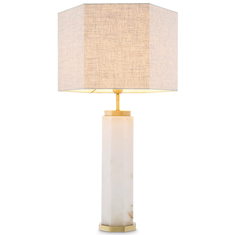 Настольная лампа Eichholtz Table Lamp Newman Alabaster Латунь Серый Белый в Самаре | Loft Concept 