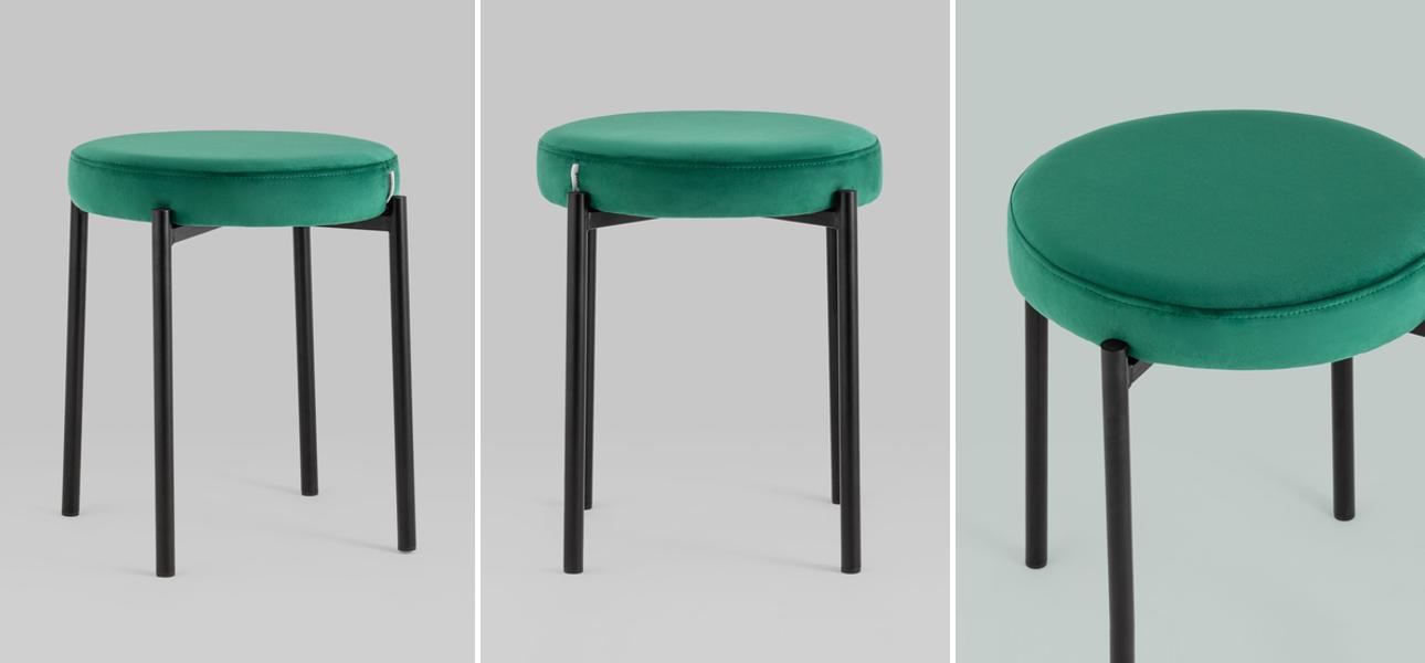 Табурет Rio Изумрудно-Зеленый Велюр - фото