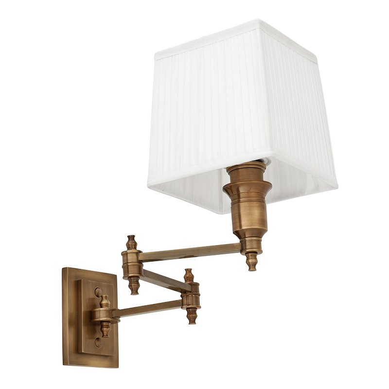 Бра Wall Lamp Lexington Swing Brass+White Латунь Античная полированная Белый в Самаре | Loft Concept 