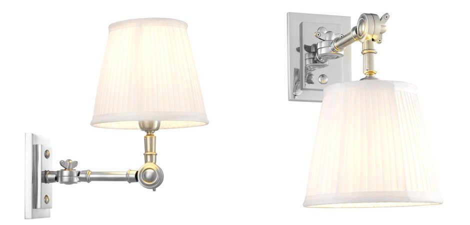 Бра Wall Lamp Wentworth Single Nickel+White Бра Wall Lamp Wentworth Single Nickel+White - Loft-Concept в Самаре