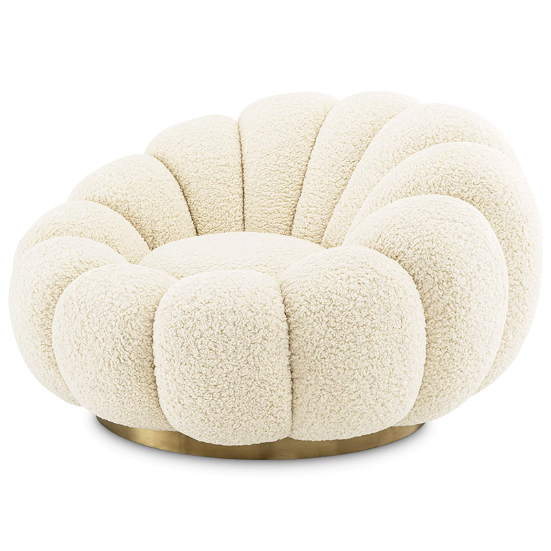 Кресло Eichholtz Swivel Chair Mello Faux Shearling Молочный Латунь в Самаре | Loft Concept 