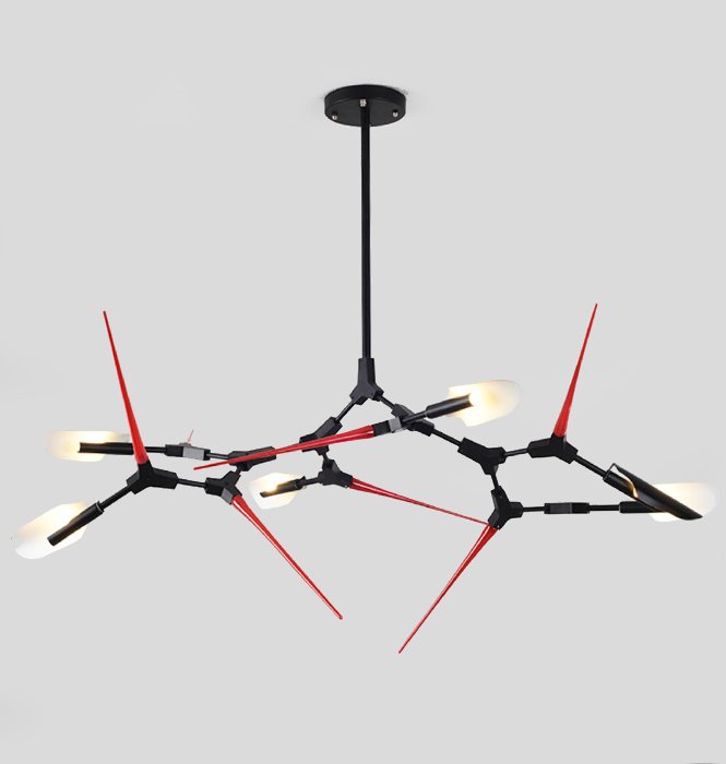 Люстра Red Spikes Chandelier 6 Черный Красный в Самаре | Loft Concept 