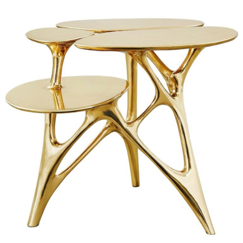 Дизайнерский приставной столик Lotus Small Side Table or End Table Brass by Zhipeng Tan Золотой в Самаре | Loft Concept 