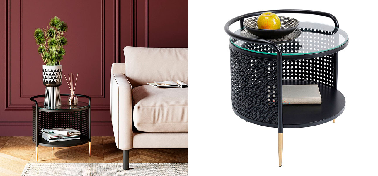 Приставной столик круглый цвет черный Damian - фото