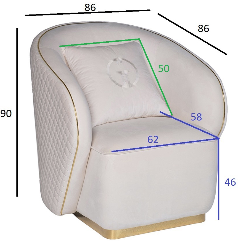 Кресло велюровое оттенка слоновой кости с простроченной спинкой Perfect Comfort в Самаре