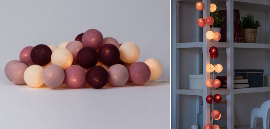 Гирлянда хлопковые фонарики Сotton Ball Rosegarden - Loft-Concept в Самаре