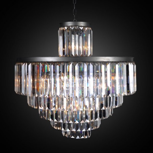 Люстра RH 1920s Odeon Clear Glass Fringe Chandelier - 6 rings Черный в Самаре | Loft Concept 