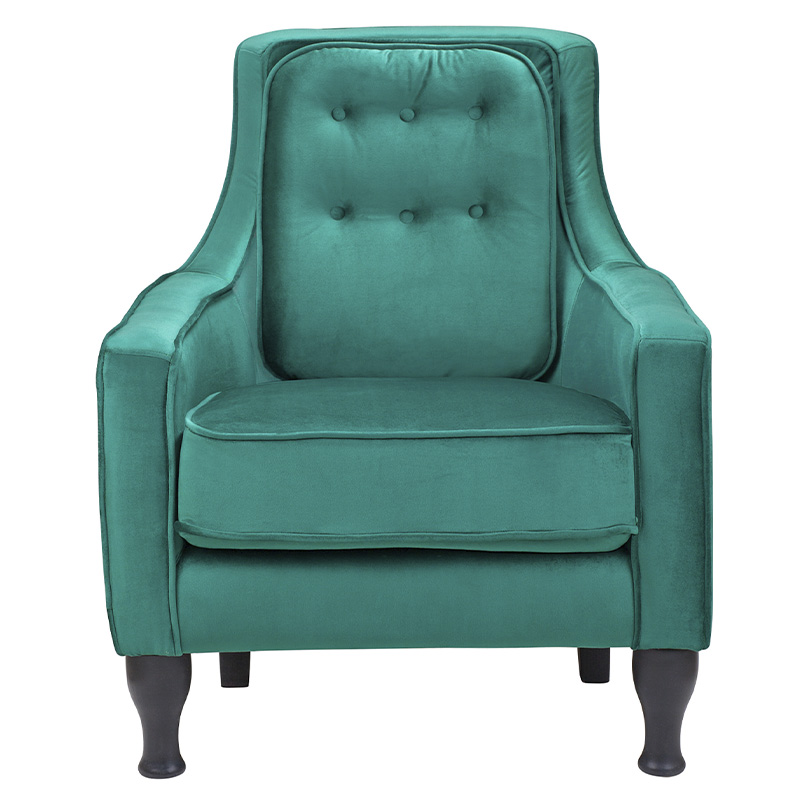 Кресло с мягкой обивкой из велюра на 4-х ножках из массива березы Scarlett Armchair green Изумрудный Черный в Самаре | Loft Concept 