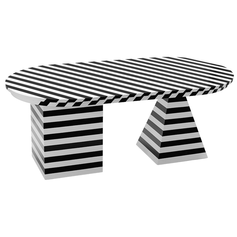 Обеденный стол Dining Table Striped Geometry Черно-белый в Самаре | Loft Concept 