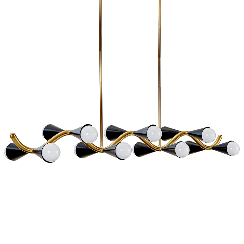 Линейная люстра Jonathan Adler CARACAS WAVE CHANDELIER Латунь Черный в Самаре | Loft Concept 