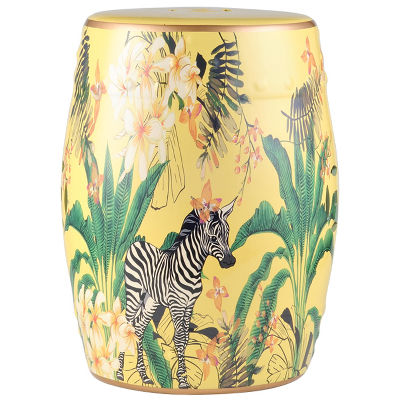 Керамический табурет Zebra Tropical Animal Ceramic Stool Yellow Желтый Черно-белый Зеленый в Самаре | Loft Concept 