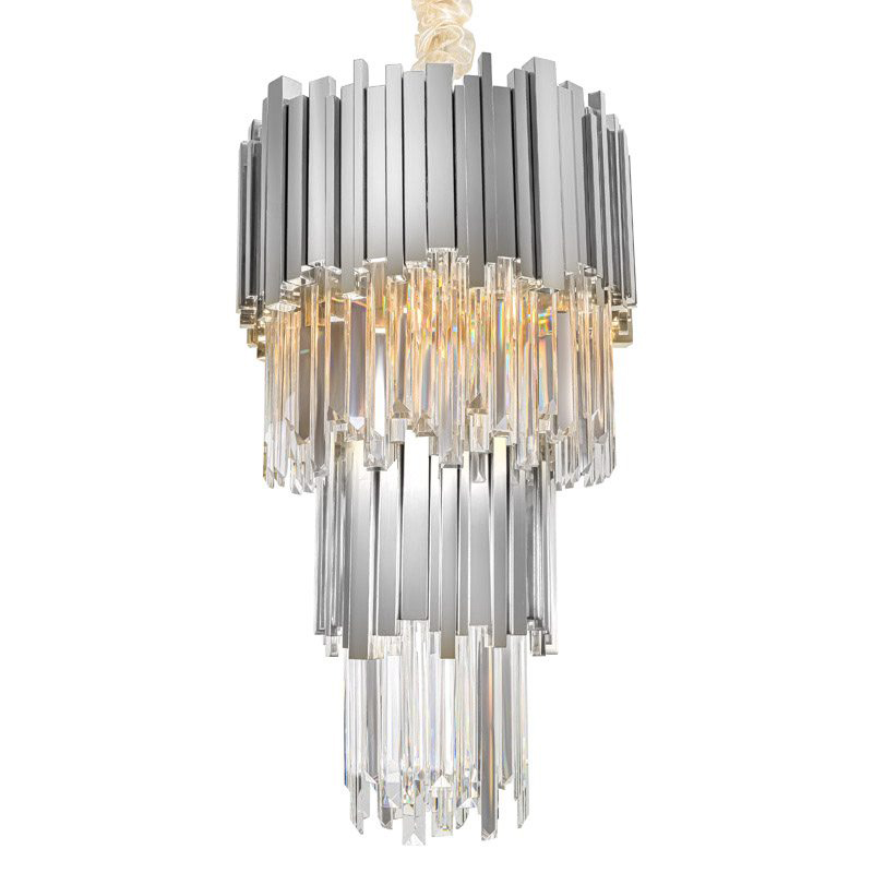 Люстра многоярусная Luxxu Modern Cascade Chandelier Silver Metal Glass 35 Прозрачное Стекло Серебряный в Самаре | Loft Concept 