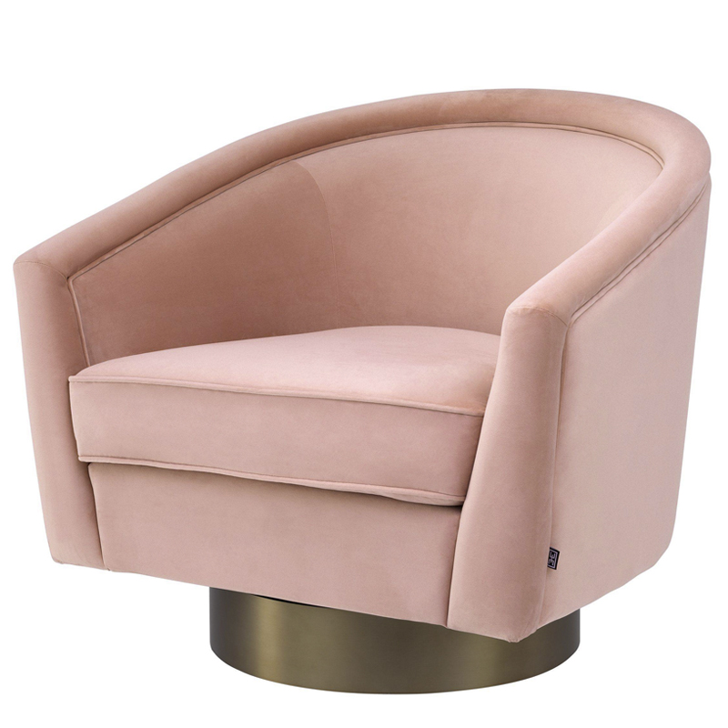 Кресло Eichholtz Swivel Chair Catene nude Розовый пастельный матовое золото в Самаре | Loft Concept 