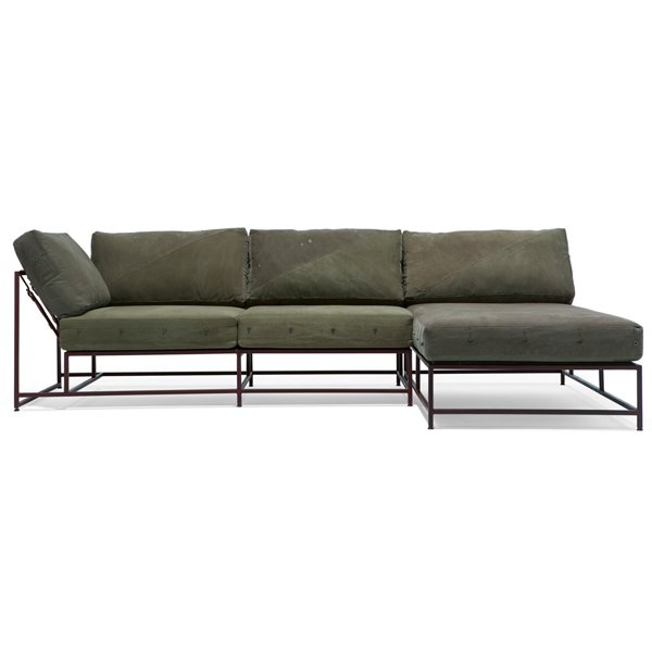 Угловой диван Olive Military Fabric Sectional sofa  Оливковый в Самаре | Loft Concept 