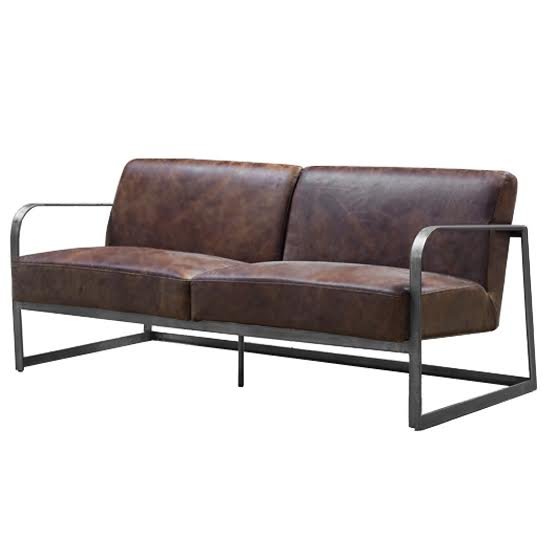 Диван INDIO METAL leather SOFA Коричневый в Самаре | Loft Concept 