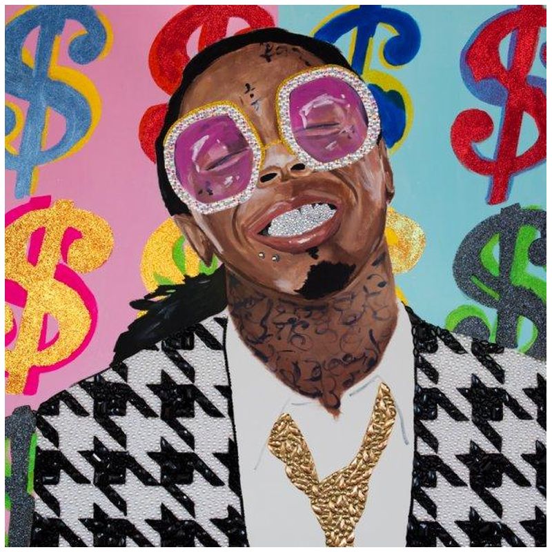 Картина Lil Wayne with Money Background, And Houndstooth Jacket Мульти в Самаре | Loft Concept 