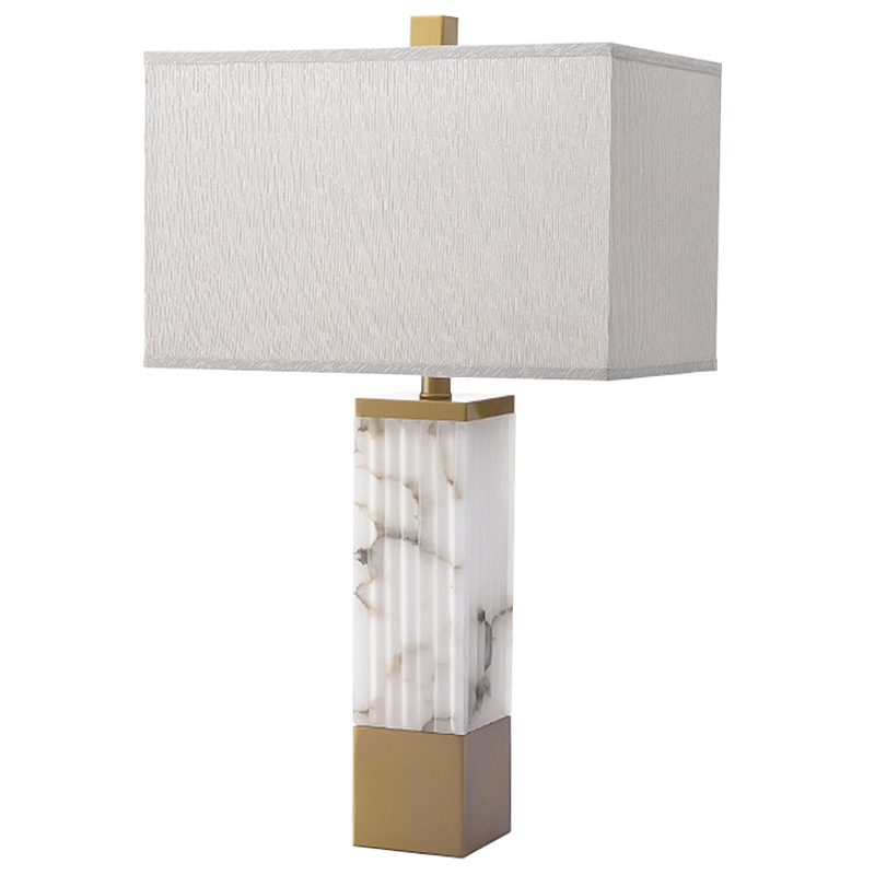 Настольная лампа Blanchefleur Marble Table Lamp Белый Мрамор Bianco Серый Латунь в Самаре | Loft Concept 