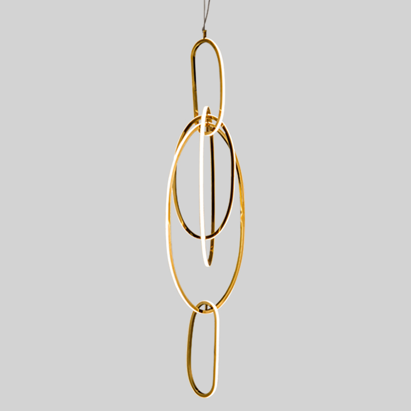 Люстра Vertical Gold Oval Rings Chandelier Золотой в Самаре | Loft Concept 