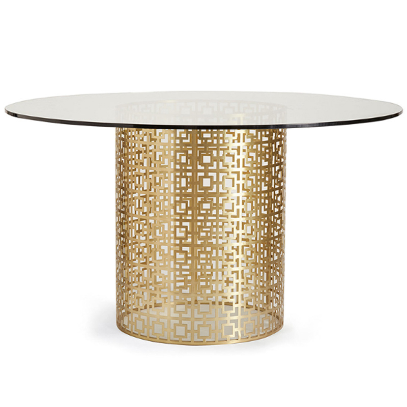 Обеденный стол Jonathan Adler Nixon Dining Table столешница Стекло Золотой Прозрачный в Самаре | Loft Concept 