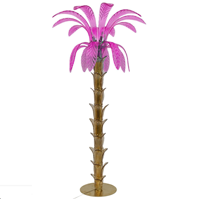 Торшер Glass Decorated Palm Floor Lamp Pink Листья Пальмы  Золотой Розовый в Самаре | Loft Concept 