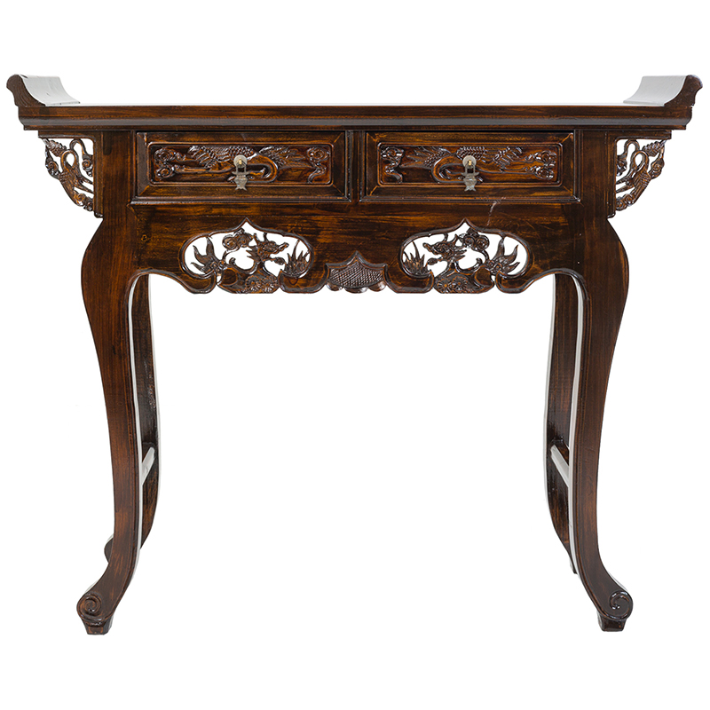 Консоль деревянная в Китайском стиле с 2-мя ящиками Chinese Dragon Console Коричневый Консоль деревянная в Китайском стиле с 2-мя ящиками Chinese Dragon Console Коричневый в Самаре | Loft Concept
