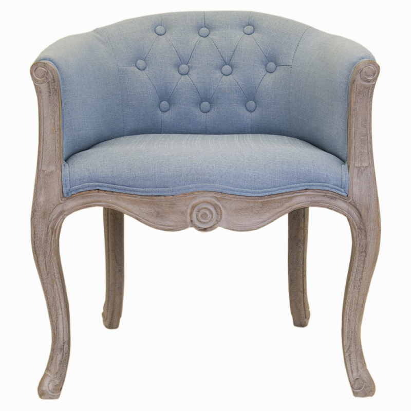 Кресло низкое в стиле прованс Louis French Armchair light blue flax Светло-голубой Бежево-серый в Самаре | Loft Concept 