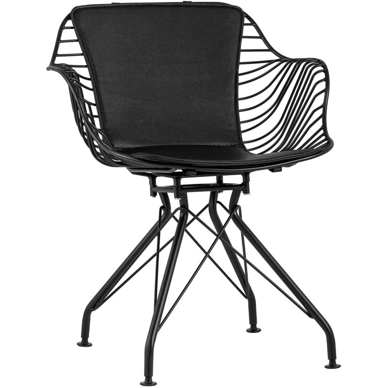 Стул Bertoia с подлокотником Chair Black metal Черный в Самаре | Loft Concept 