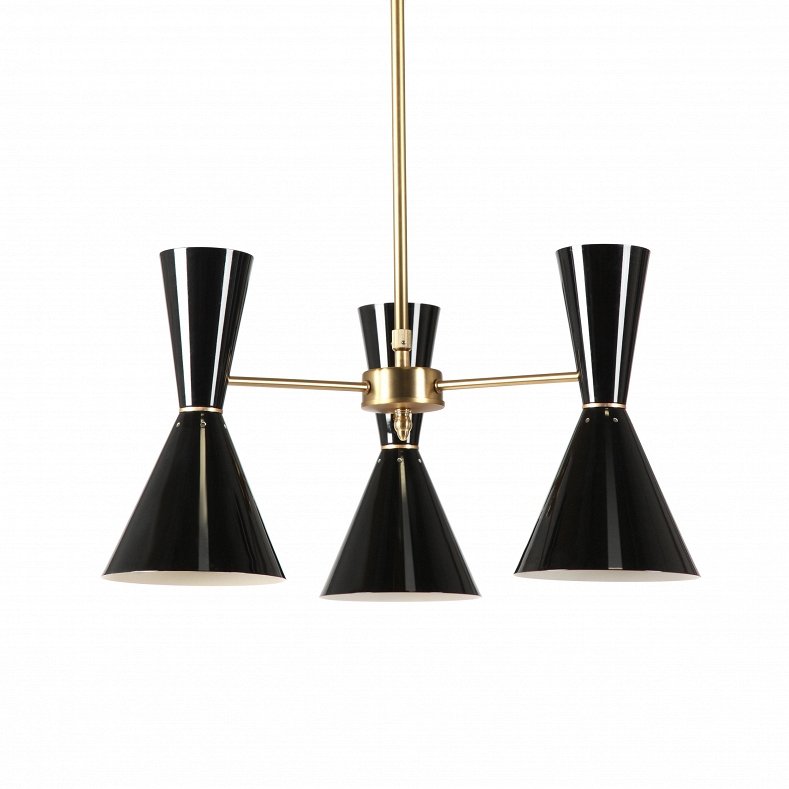 Люстра CAIRO Chandelier 3 Arm black Черный Латунь в Самаре | Loft Concept 