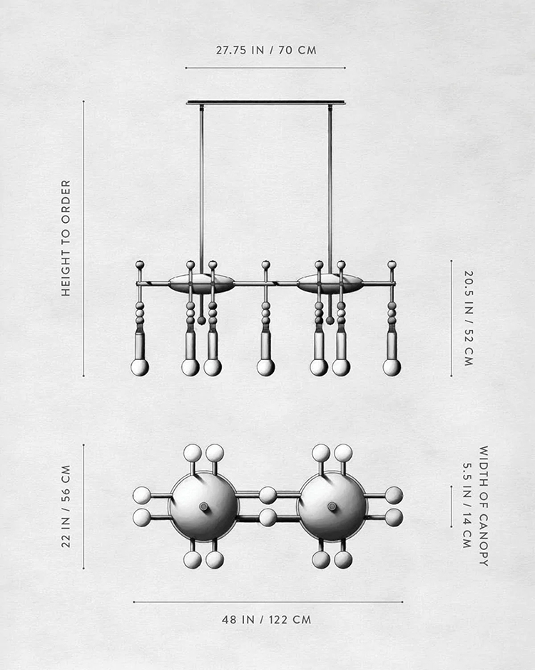 Линейная Люстра TALISMAN 14 патронов по дизайну студии Apparatus в Самаре