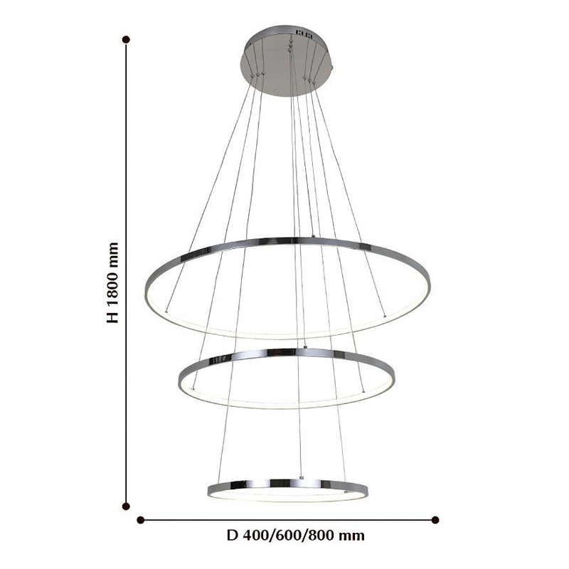 Кольцевая люстра цвета хром из трех колец в Самаре