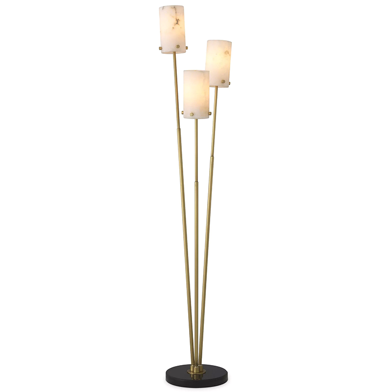 Торшер Eichholtz Floor Lamp Rodolpho Латунь Бежевый Черный Мрамор Nero в Самаре | Loft Concept 