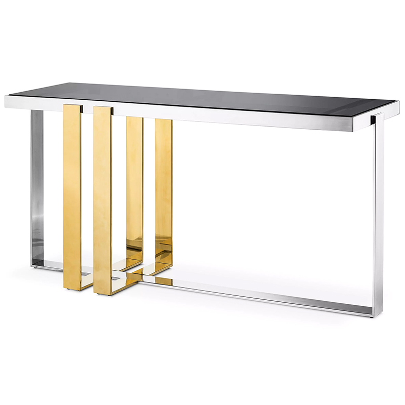 Консоль Eichholtz Console Table Belgo Золотой Серебряный Стекло Смок в Самаре | Loft Concept 