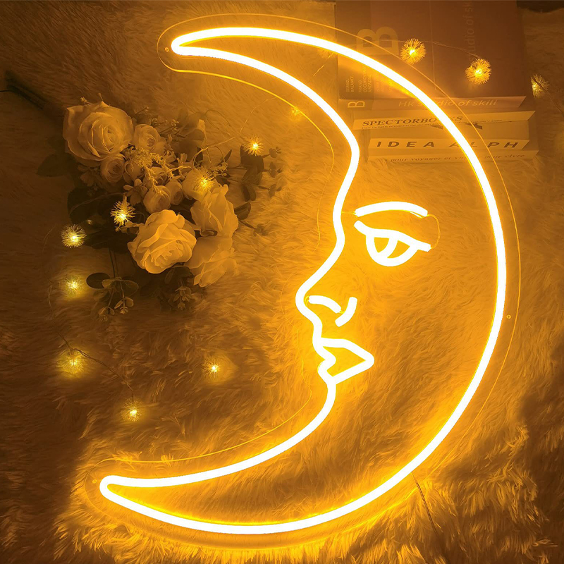 Неоновая настенная лампа Crescent Moon Neon Wall Lamp Прозрачный Желтый в Самаре | Loft Concept 