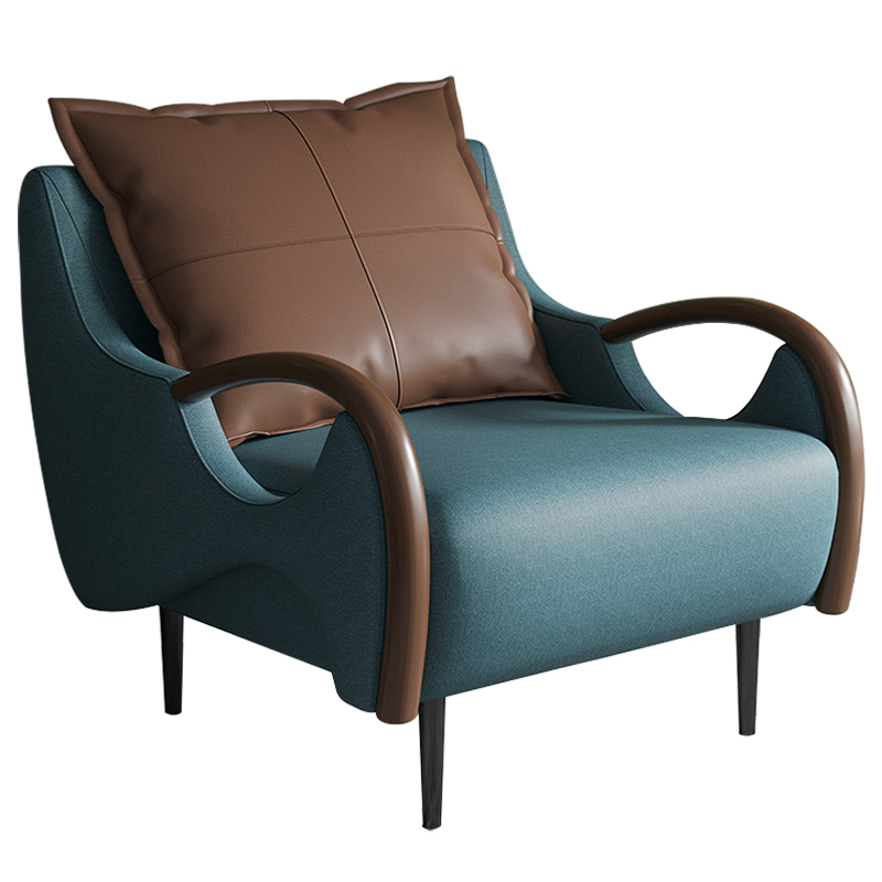 Кресло Oliwier Blue Armchair Синий Коричневый в Самаре | Loft Concept 