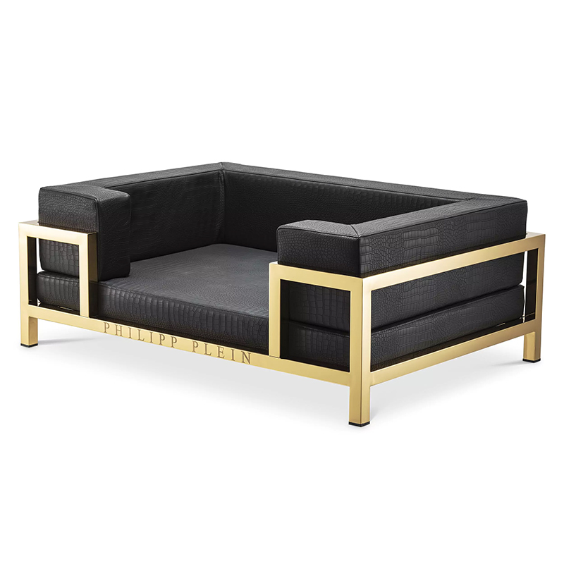 Лежанка для домашних животных Philipp Plein Dogbed High Conic Limited XL Gold Черный Золотой в Самаре | Loft Concept 