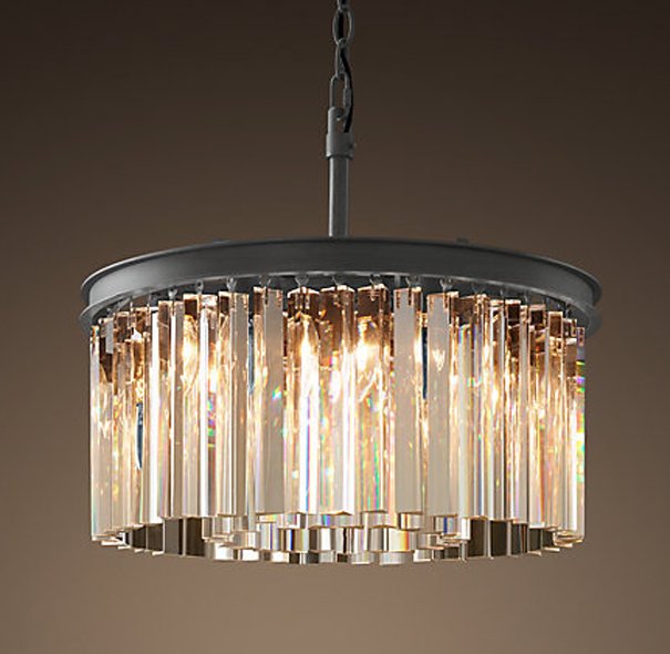 Люстра RH Rhys Clear Glass Prism Round Chandelier 40 Черный в Самаре | Loft Concept 