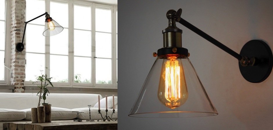 Бра Gloce Cone Shade Loft Industrial Glass Бра Gloce Cone Shade Loft Industrial Glass - Loft-Concept в Самаре
