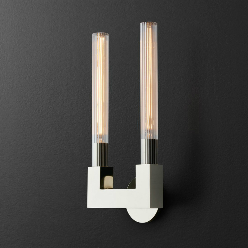 Бра RH CANNELLE wall lamp DOUBLE Sconces Chrome Хром Прозрачное Стекло в Самаре | Loft Concept 