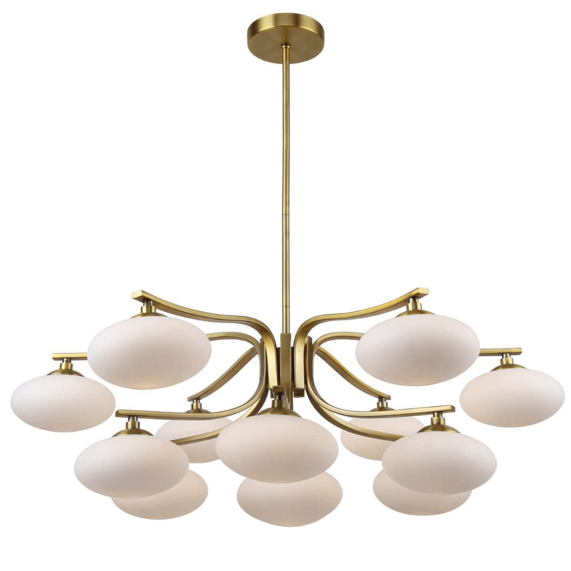 Oval Balls Mushrooms Chandelier 13 Brass Латунь Прозрачный белый в Самаре | Loft Concept 