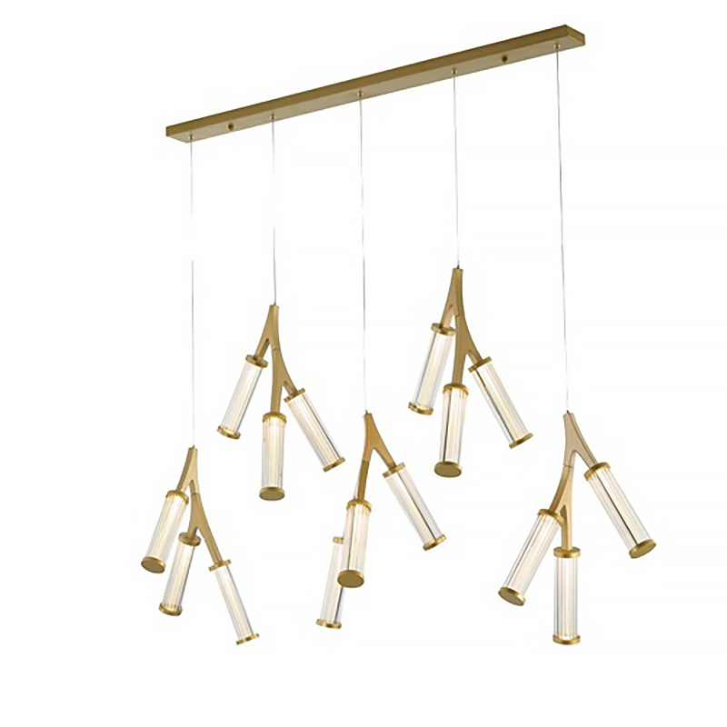 Люстра Cylinder Branches Chandelier Gold 15 Золотой Прозрачный в Самаре | Loft Concept 