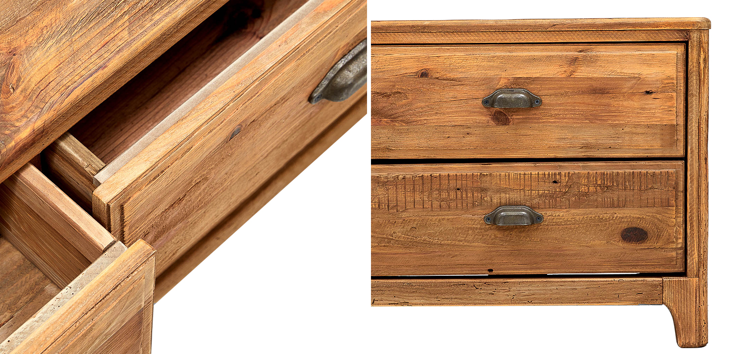 TV-тумба в стиле лофт из массива сосны Pauley Loft TV Stand - фото №1