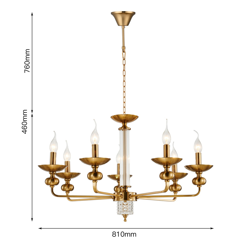 Люстра бронзового цвета со стеклянным декором Candelabrum D75 см в Самаре