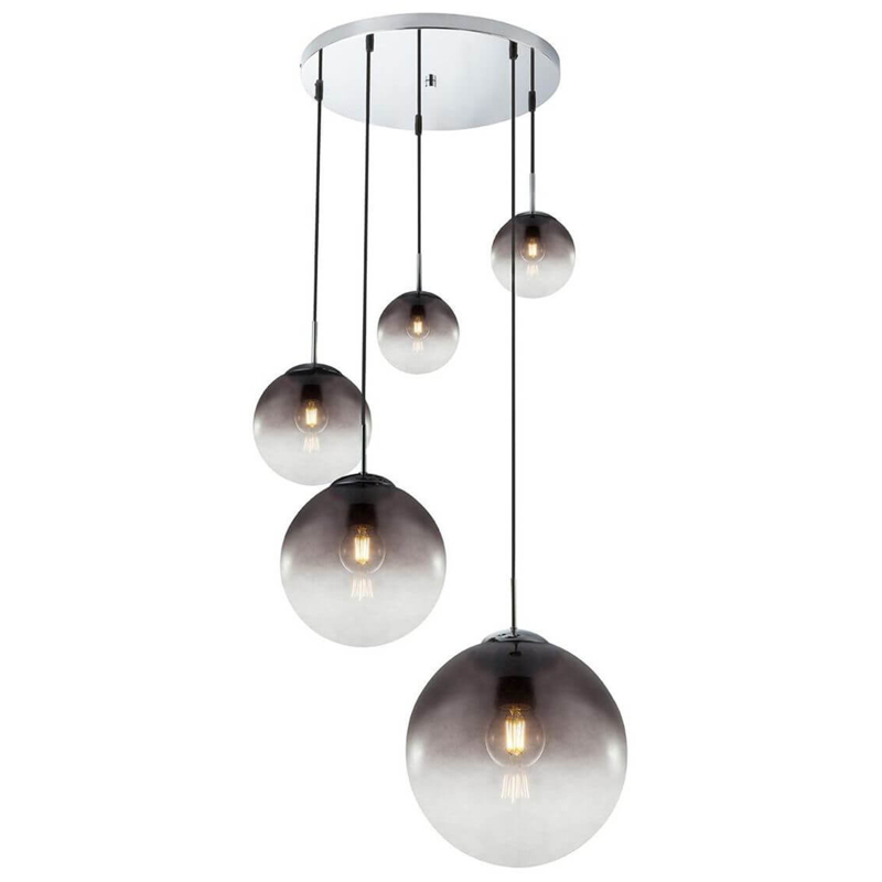 Люстра Ball Sunrise Pendant lamp smok 5 плафона Стекло Смок Хром в Самаре | Loft Concept 