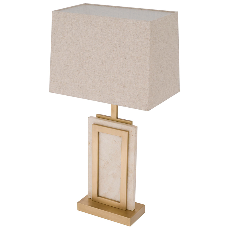 Настольная лампа Eichholtz Table Lamp Murray Travertine Бежевый Латунь в Самаре | Loft Concept 