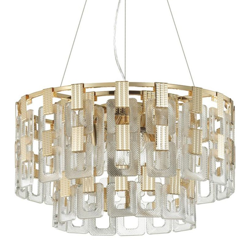 Люстра Ribbed Elements Pendant Round 52 Золотой Прозрачное Стекло в Самаре | Loft Concept 